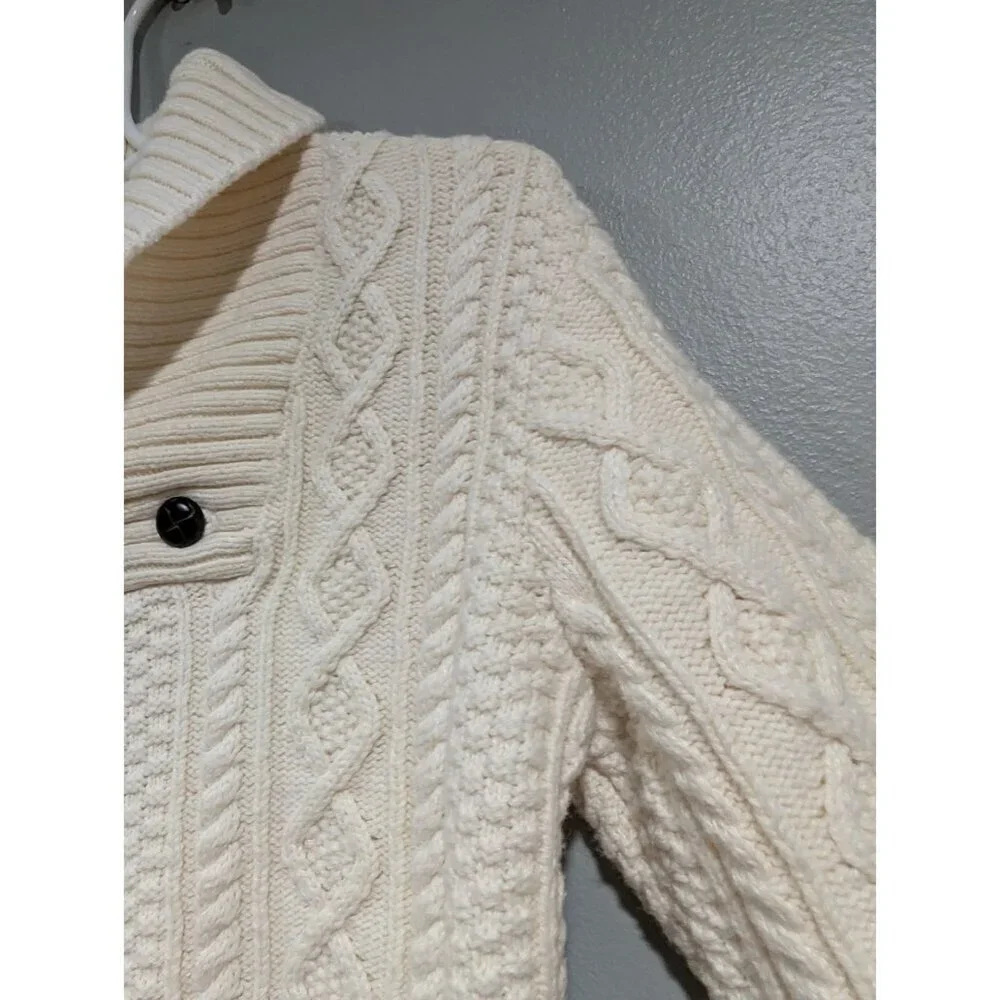 Janie and Jack Sweater Cream Cable Knit Shawl Collar Knit Boys size 6